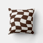 茶色と白の波状チェッカーボード クッション (裏面)