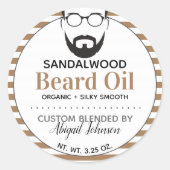 茶色と白の混カスタム合したメンズヒゲ油ラベル ラウンドシール (正面)