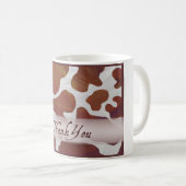 茶色と白の牛の斑点ありがとう コーヒーマグカップ (正面右)