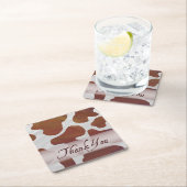 茶色と白の牛の斑点ありがとう スクエアペーパーコースター (インサイチュ)