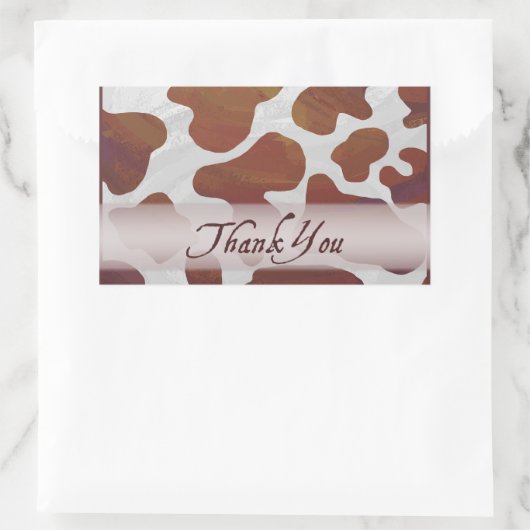 茶色と白の牛の斑点ありがとう 長方形シール (バッグ)