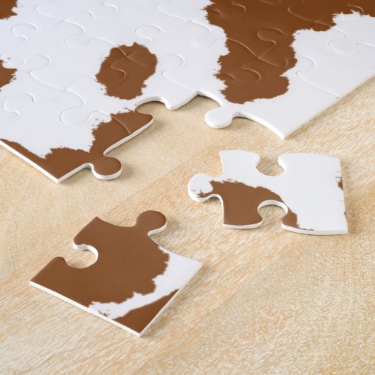 茶色と白の牛の毛の隠れパターン ジグソーパズル (側面)