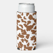茶色と白の牛の毛の隠れパターン スリム缶クーラー (Seltzer正面)