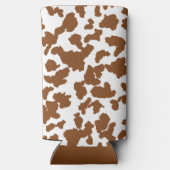 茶色と白の牛の毛の隠れパターン スリム缶クーラー (裏面)