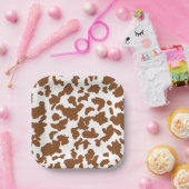 茶色と白の牛の毛の隠れパターン ペーパープレート (パーティー)