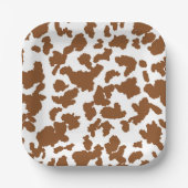茶色と白の牛の毛の隠れパターン ペーパープレート (正面)