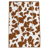 茶色と白の牛の毛の隠れパターン ミディアムペーパーバッグ (裏面)