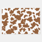茶色と白の牛の毛の隠れパターン ラッピングペーパーシート (正面2)
