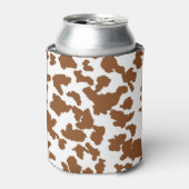 茶色と白の牛の毛の隠れパターン 缶クーラー (缶正面)