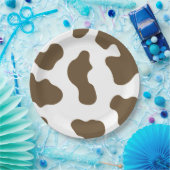 茶色と白の牛柄 カントリーウェスタン ロデオパーティー ペーパープレート (パーティー)