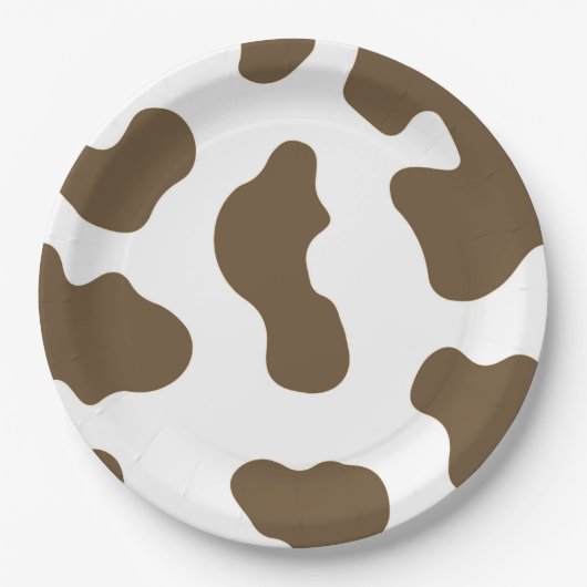 茶色と白の牛柄 カントリーウェスタン ロデオパーティー ペーパープレート (正面)