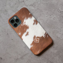 茶色と白の牛革のテクスチャモノグラム Case-Mate iPhone 14 PROケース