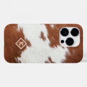 茶色と白の牛革のテクスチャモノグラム Case-Mate iPhoneケース (裏面 (横))