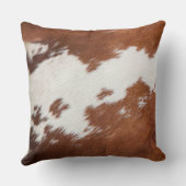 茶色と白の牛革のテクスチャ2 クッション (裏面)