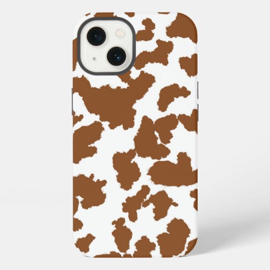茶色と白の牛革の毛皮模様 iPhoneケース (裏面)