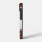 茶色と白の牛革テクスチャーモノグラム iPhoneケース (左側面)