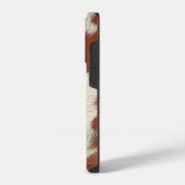茶色と白の牛革テクスチャー iPhoneケース (左側面)