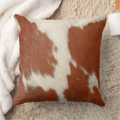 茶色と白の牛革テクスチャ クッション (ブランケット)