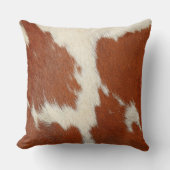 茶色と白の牛革テクスチャ クッション (正面)