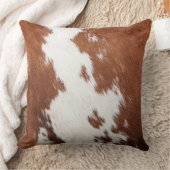 茶色と白の牛革テクスチャ クッション (ブランケット)
