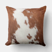 茶色と白の牛革テクスチャ クッション (正面)