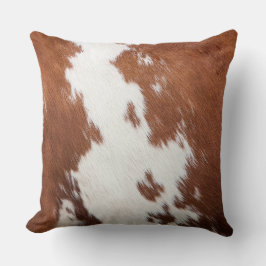 茶色と白の牛革テクスチャ クッション