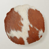 茶色と白の牛革テクスチャ ラウンドクッション (裏面)