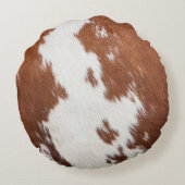 茶色と白の牛革テクスチャ ラウンドクッション (裏面)
