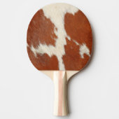 茶色と白の牛革テクスチャ 卓球ラケット (正面)
