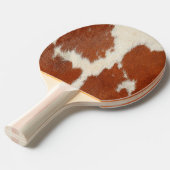 茶色と白の牛革テクスチャ 卓球ラケット (正面アングル)