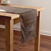 茶色と白の牛革 ショートテーブルランナー (インサイチュ)