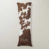 茶色と白の牛革 ボディピロー (正面縦)