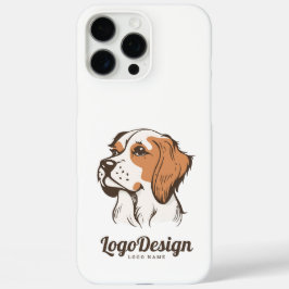 茶色と白の犬のイラストロゴ iPhone 16 PRO MAXケース