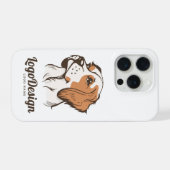 茶色と白の犬のイラストロゴ iPhoneケース (裏面横)