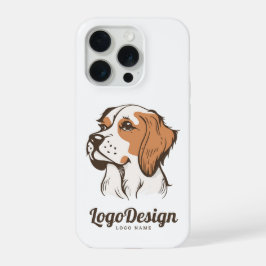 茶色と白の犬のイラストロゴ iPhone 15 PROケース