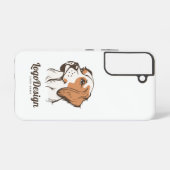茶色と白の犬のイラストロゴ SAMSUNG GALAXYケース (裏面横)