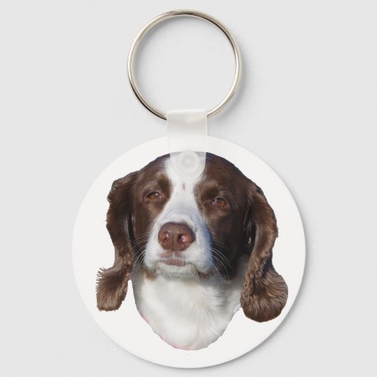 茶色と白の犬のキーチェーン キーホルダー (正面)