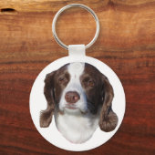 茶色と白の犬のキーチェーン キーホルダー (正面)