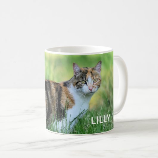 茶色と白の猫 コーヒーマグカップ (正面右)