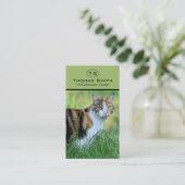 茶色と白の猫 名刺 (スタンド正面)