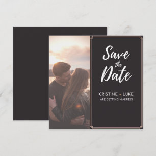 茶色と白の縁ど日付の保存招待状 招待状