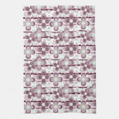 茶色と白の花柄 キッチンタオル (縦)
