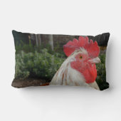 茶色と白の誇りを持った雄鶏、腰掛け。 ランバークッション (裏面)