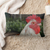 茶色と白の誇りを持った雄鶏、腰掛け。 ランバークッション (ブランケット)