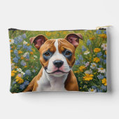 茶色と白の（犬）スタッフォードの子犬のアクリル美術 アクセサリーポーチ (裏面)