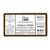 茶色と白色のコーヒーの香りがする大豆ロウソク ラベル (正面)