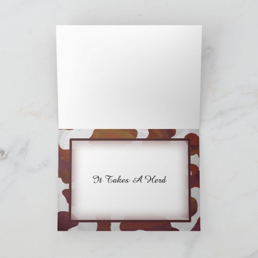茶色と白色の牛の斑点 サンクス サンキューカード (内部)