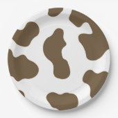 茶色と白色の牛柄 カントリーウェスタン ロデオパーティー ペーパープレート (正面)