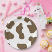 茶色と白色の牛柄 カントリー・ウェスタン・ロデオ・パーティー ペーパープレート (パーティー)