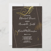 茶色と素朴白のリハーサルのディナー 招待状 (正面)